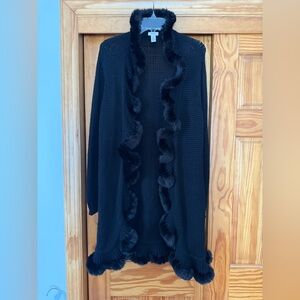 Chico Black Duster with Faux Fur Trim